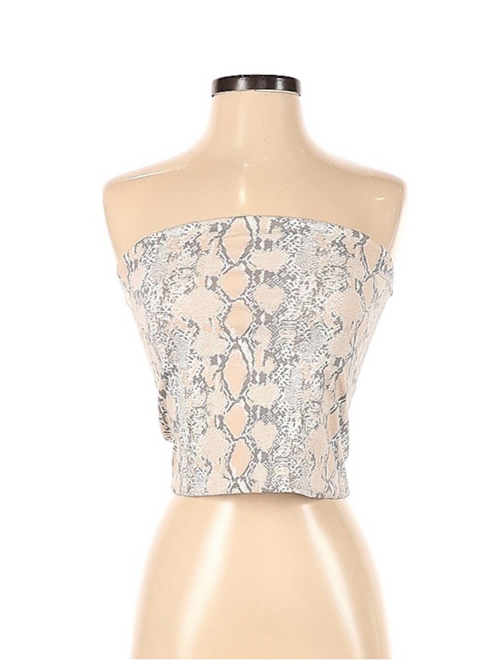 American Eagle Outfitters Beige & Gray Snake-Print Strapless Tube Top